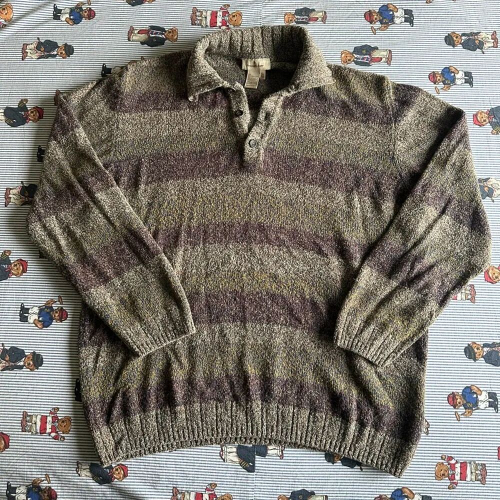 Vintage Men's Ermenegildo Zegna Striped Pullover Knit Wool Sweater 54IT US/XL